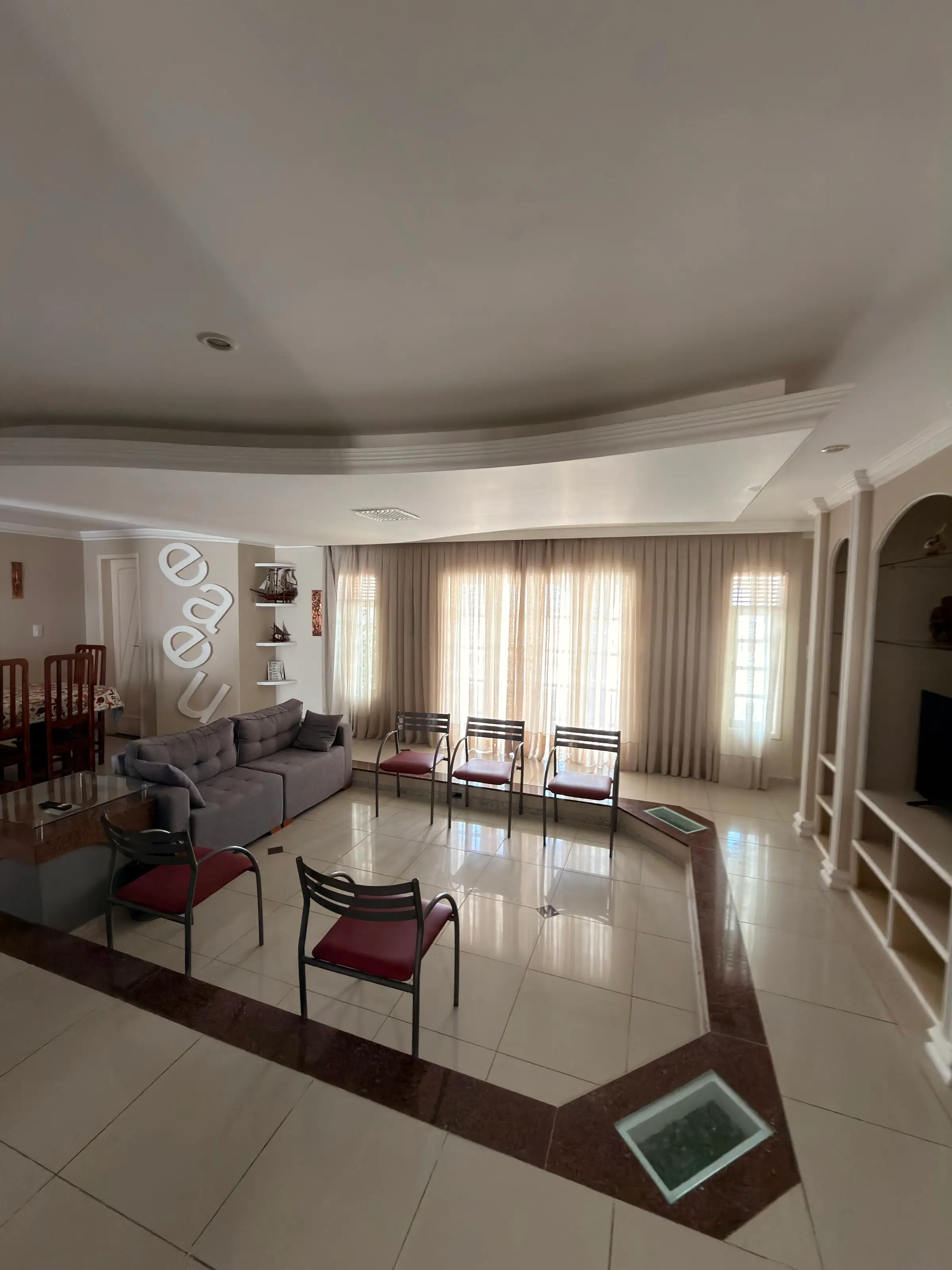 Open living and dining room
